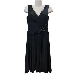 Jessica Howard Evenings Women's Black Jeweled Waist Sleeveless Dress | Size 12